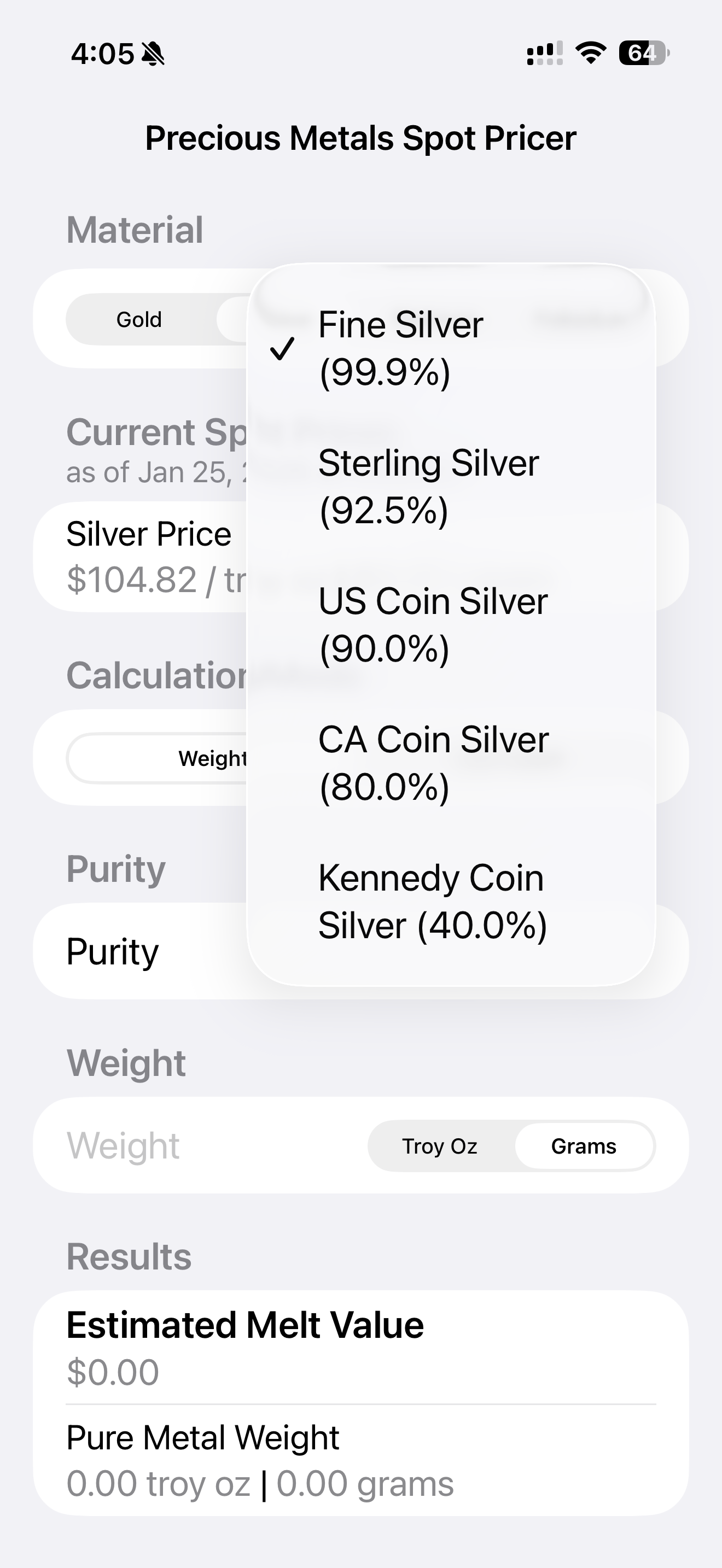 Precious Metals Spot Pricer screenshot 5