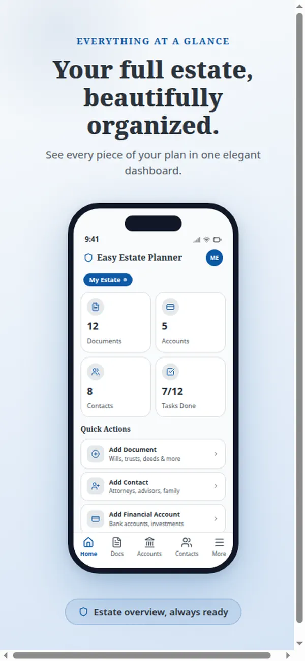 Screenshot #1 pour Easy Estate Plan