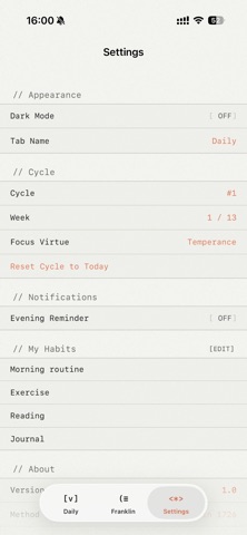 Virtue Log screenshot