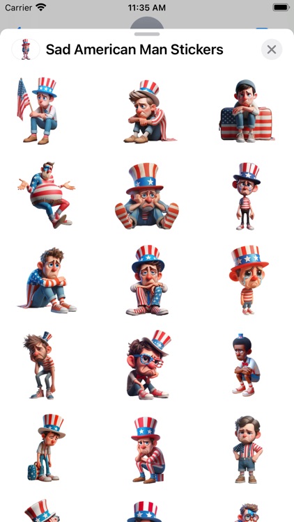 Sad American Man Stickers