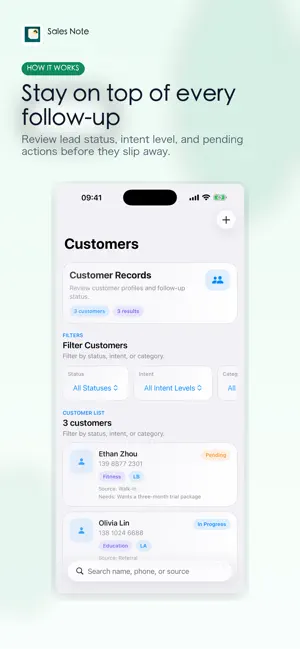 SalesNote: Customer CRM screenshot 2