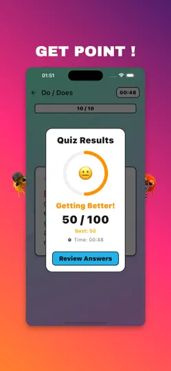 Captura de pantalla de English Quiz With MiMi en iPhone 4
