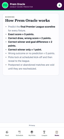 Prem Oracle: Score Predictor screenshot