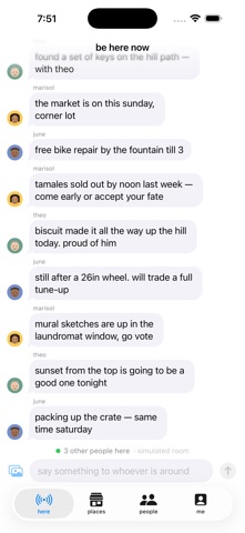 be here: local social network iPhone screenshot