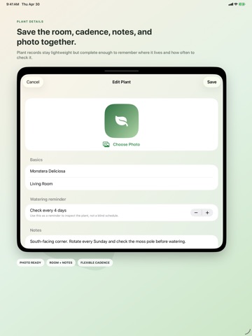 LeafLog Plant Journal iPad screenshot