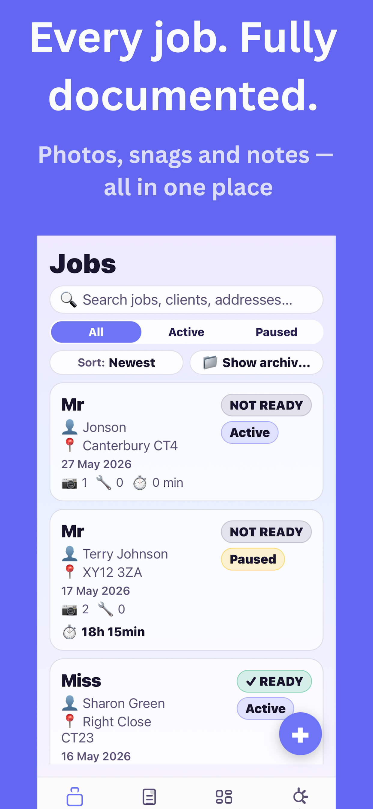 Jobbie: Snag List & Job Report