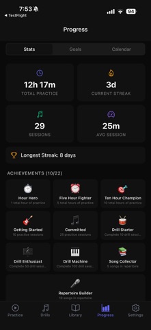 Guitar Practice Journal iPhone screenshot