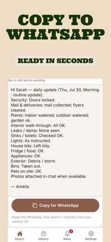House Sitter Report iPhone screenshot