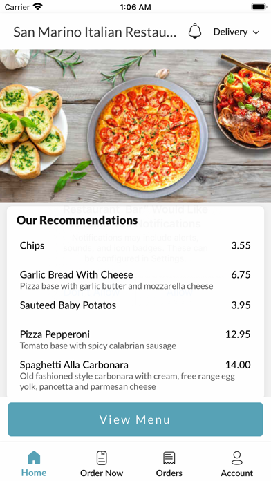 San Marino Italian Restaurant Screenshot