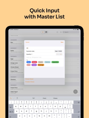 Expiration manage Food Timer iPad screenshot