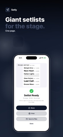 Setly: Setlist Maker iPhone screenshot