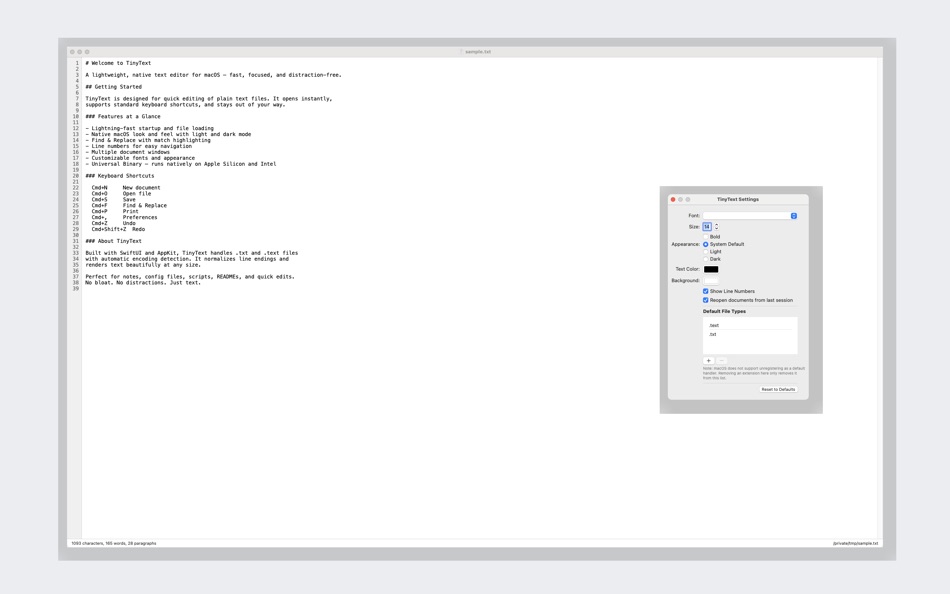#5. TinyText Editor (macOS) Podle: Jim Newton