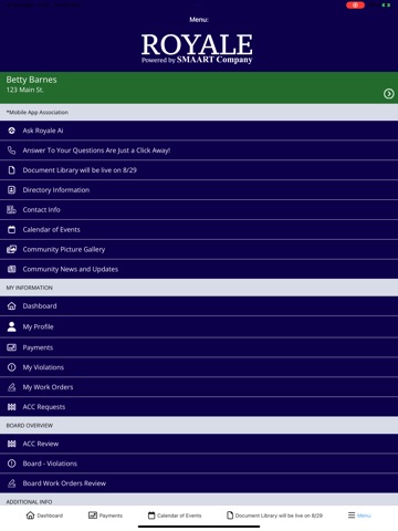 Royale Management Services HOA iPad screenshot