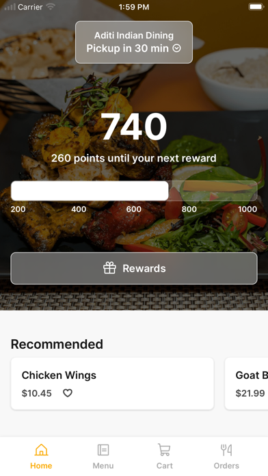 Aditi Indian Dining iPhone screenshot 1 - Food & Drink app