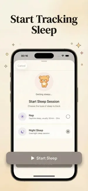 SnoozyBear: Baby Sleep Tracker screenshot 1