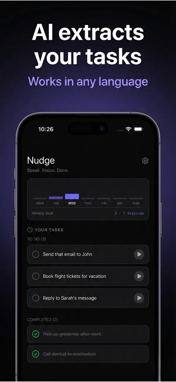 Screenshot #2 pour Nudge - Brain Dump to Tasks