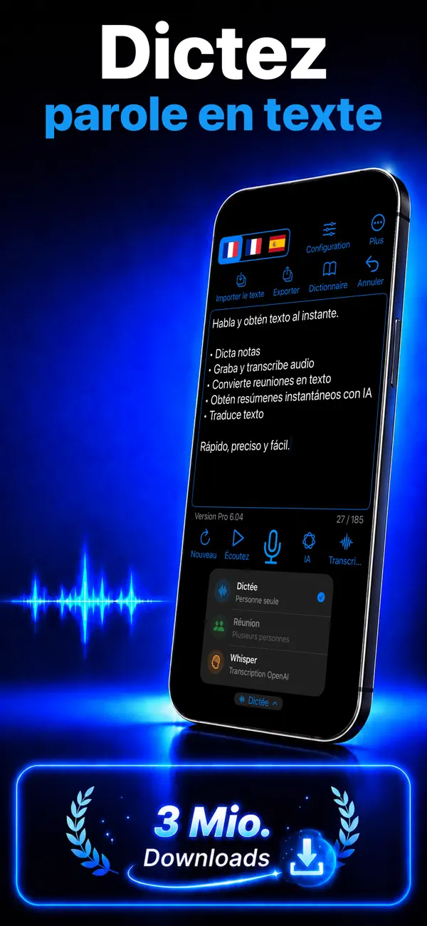 Screenshot #1 pour Dicter Pro - Notes en texte
