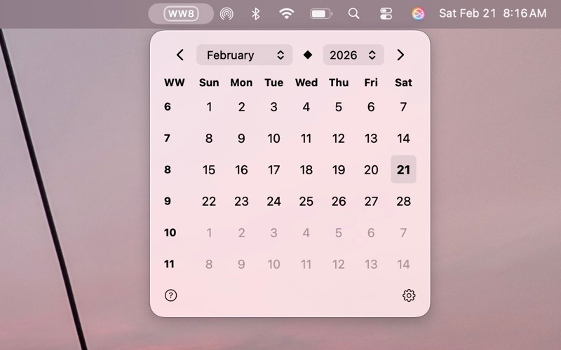 WorkWeekMenu screenshot