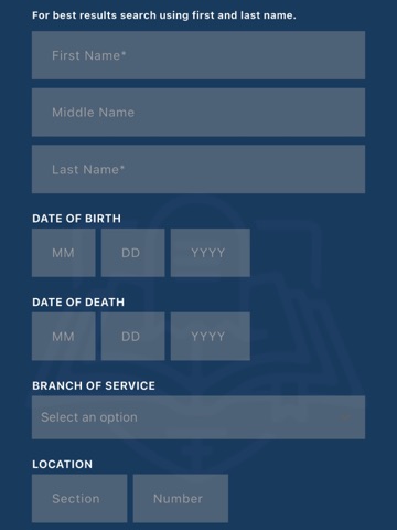 ND Veterans Cemetery iPad screenshot