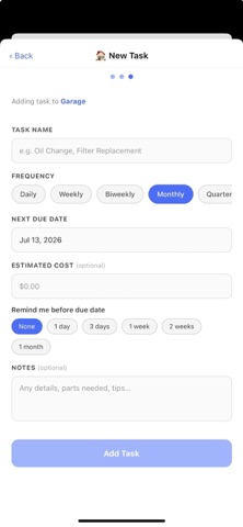 UpNext Maint iPhone screenshot