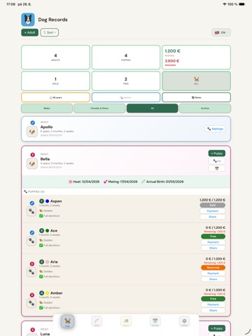Dog Records - BreedTrack iPad screenshot