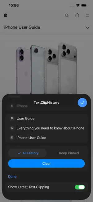 TextClipHistory for Safari screenshot 2