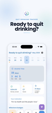 Quit Drinking Tracker iPhone screenshot