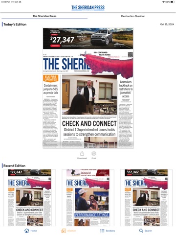 The Sheridan Press iPad screenshot