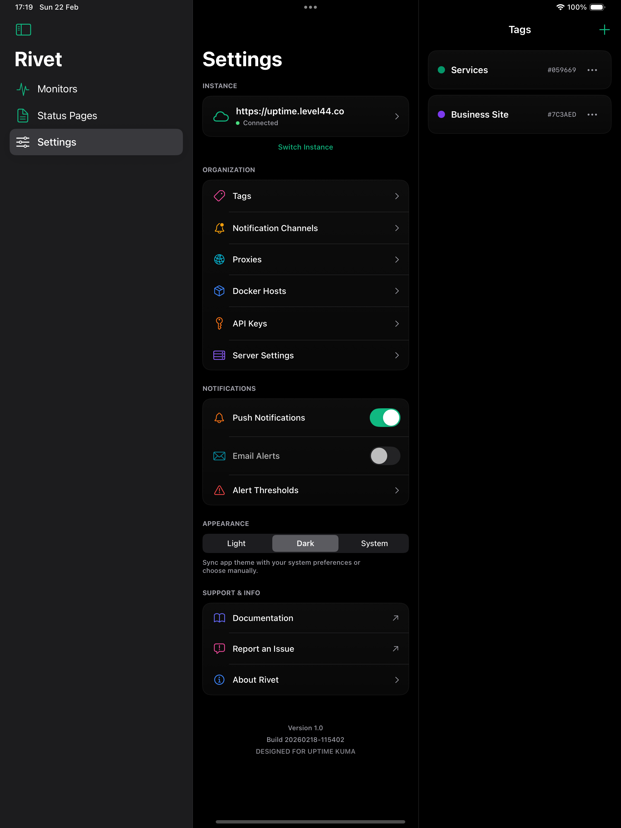 Rivet - Uptime Kuma Manager