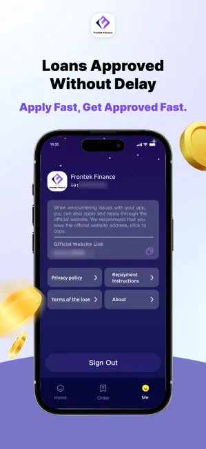 Frontek Finance-instan loan iPhone screenshot 2