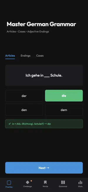 Kasus: German Grammar Trainer screenshot 1