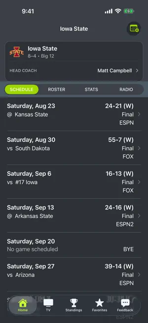 Iowa State Football Schedules screenshot 1