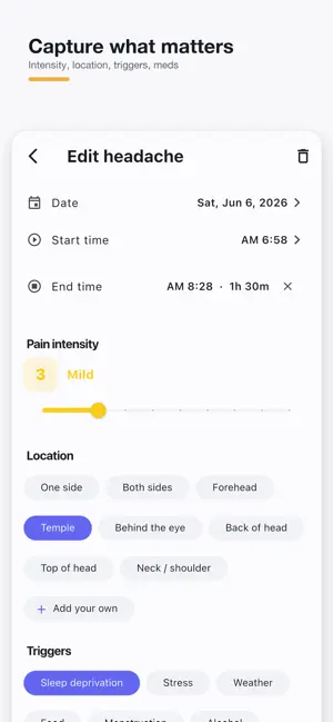 Migraine Diary: Trigger Log screenshot 2