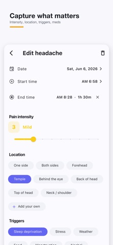 Migraine Diary: Trigger Log Screenshot 2 of 4
