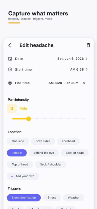 Migraine Diary: Trigger Log Screenshot 2 of 4