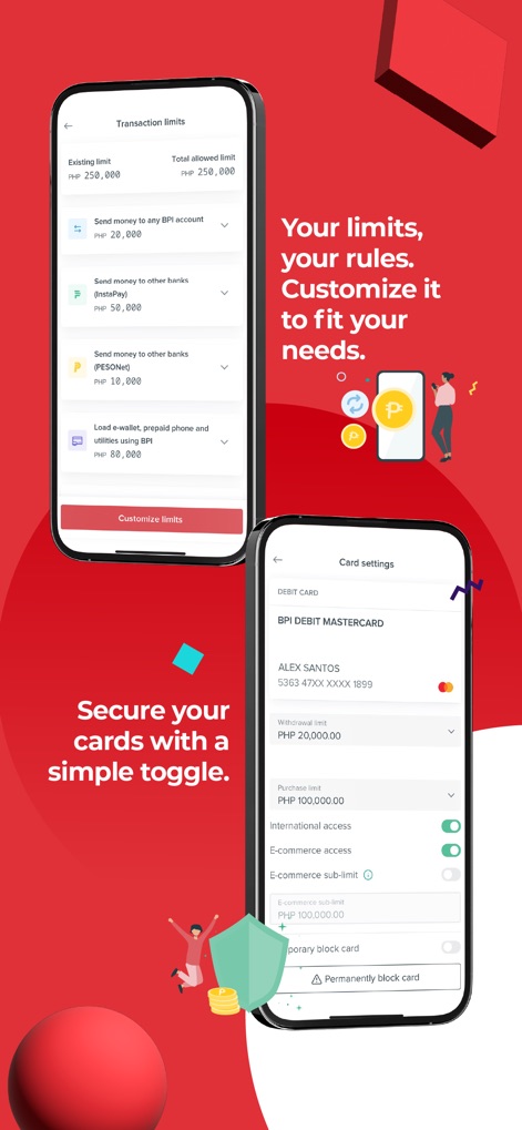 BPI - Diese Ansicht erlaubt es Nutzern, individuelle Transaktionslimits festzulegen und die Sicherheit ihrer Karten durch temporäre oder dauerhafte Sperrfunktionen zu verwalten.