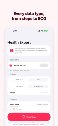 Health Export – CSV & JSON Screenshot 2 of 4
