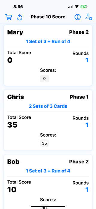 Phase 10 Score Screenshot 1 of 3