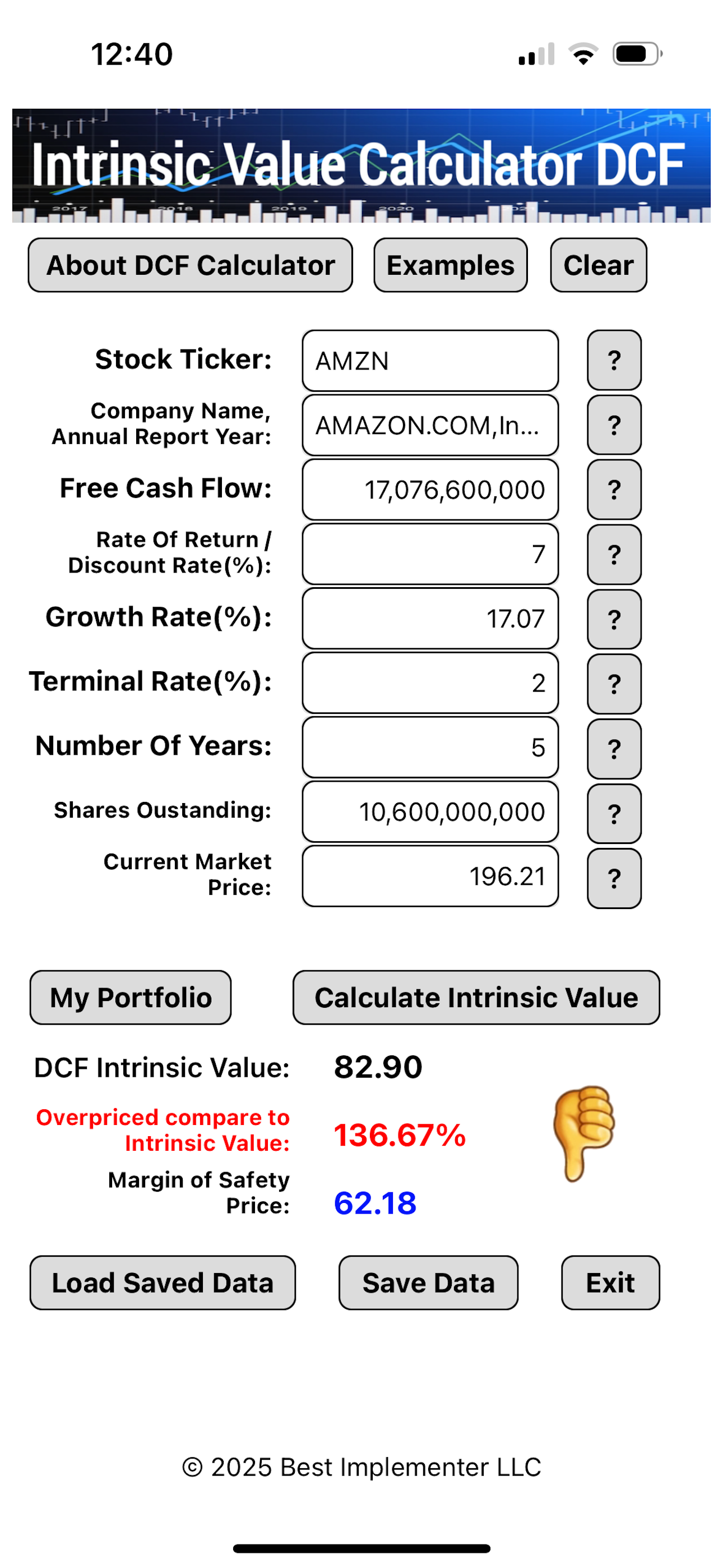 Intrinsic Value Calculator DCF