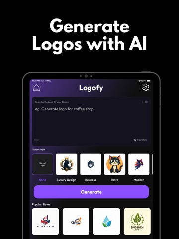 AI Logo Generator - Logofy iPad screenshot