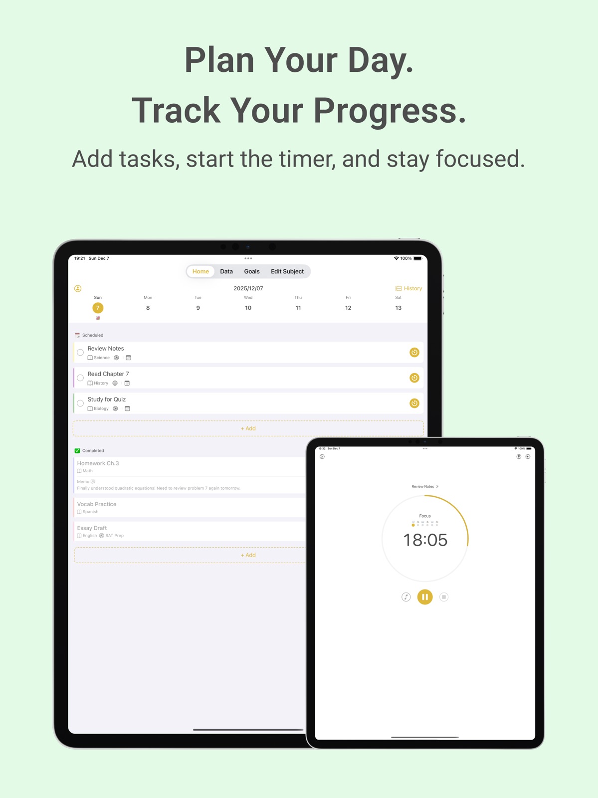 Retime: Study Timer & Planner ipad screenshot 1