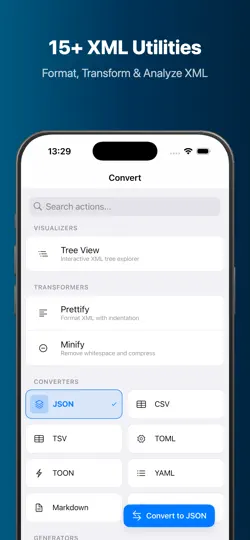 Screenshot von XML Tools auf dem iPhone 2