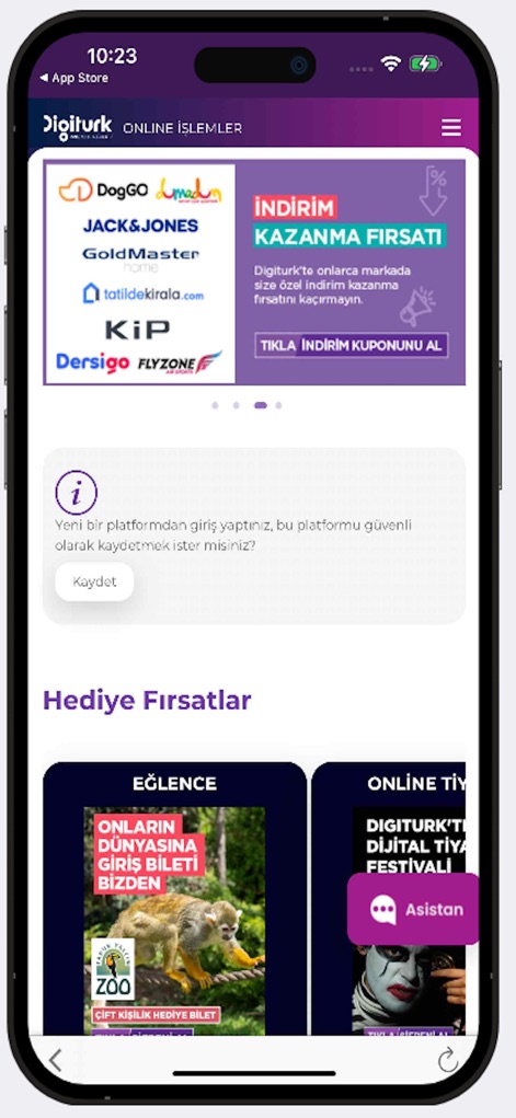 Digiturk Online İşlemler - ユーザーは、Digiturkのパートナーブランドからの排他的な割引機会や、動物園の入場チケット、デジタルシアターフェスティバルへの参加など、さまざまなエンターテイメント関連の特典を利用できます。