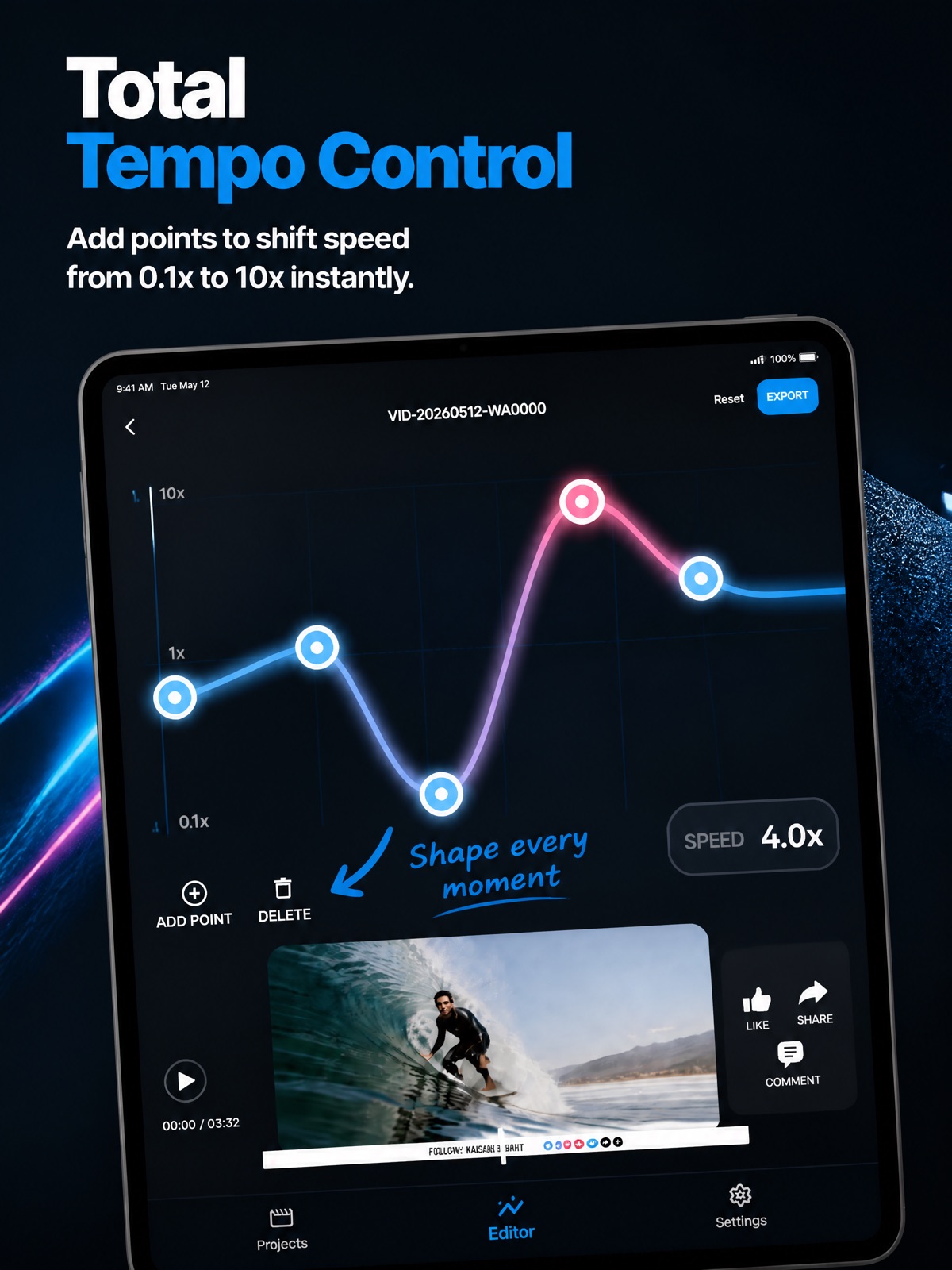 Slow Fast Video Speed Editor ipad screenshot 1