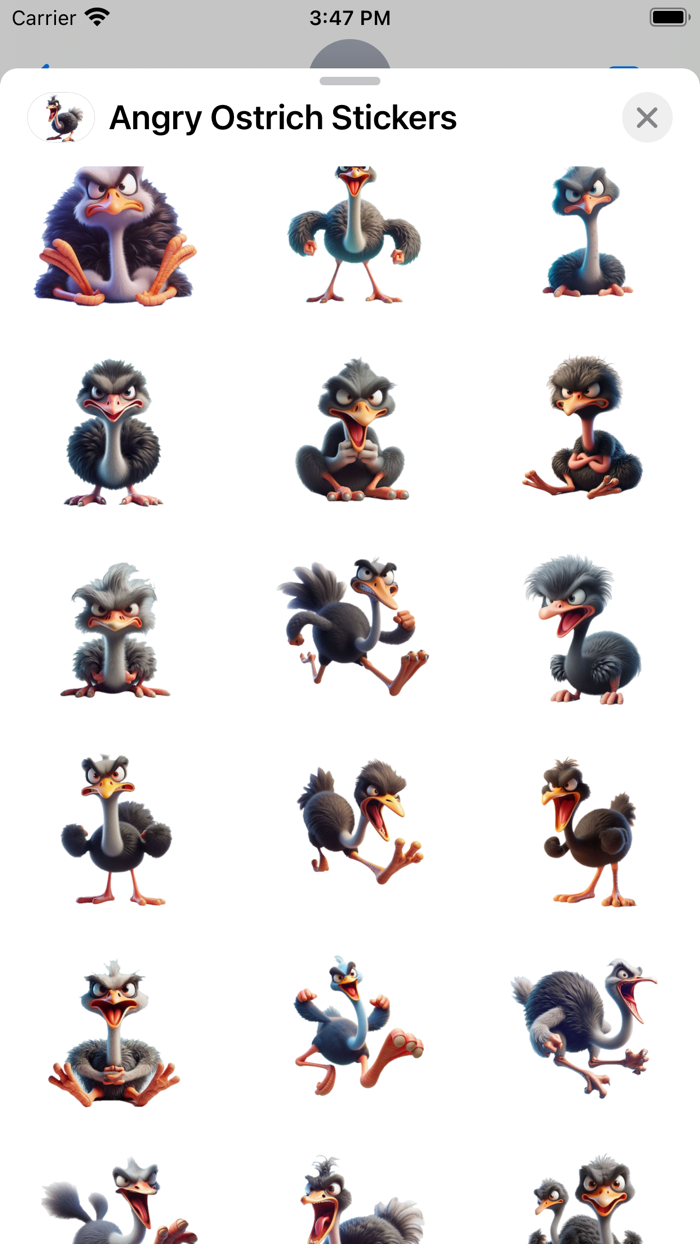 Angry Ostrich Stickers