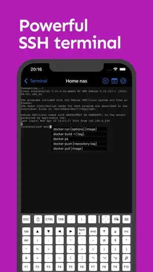 Screenshot von NeoServer: SSH Client|Terminal auf dem iPhone 8