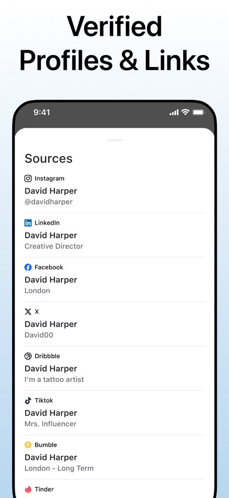 Deepsearch AI Search Assistant - This tool aggregates and displays a comprehensive list of social media platforms and online sources, providing direct links to an individual's profiles.