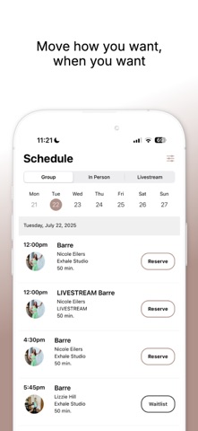 Exhale Sessions iPhone screenshot