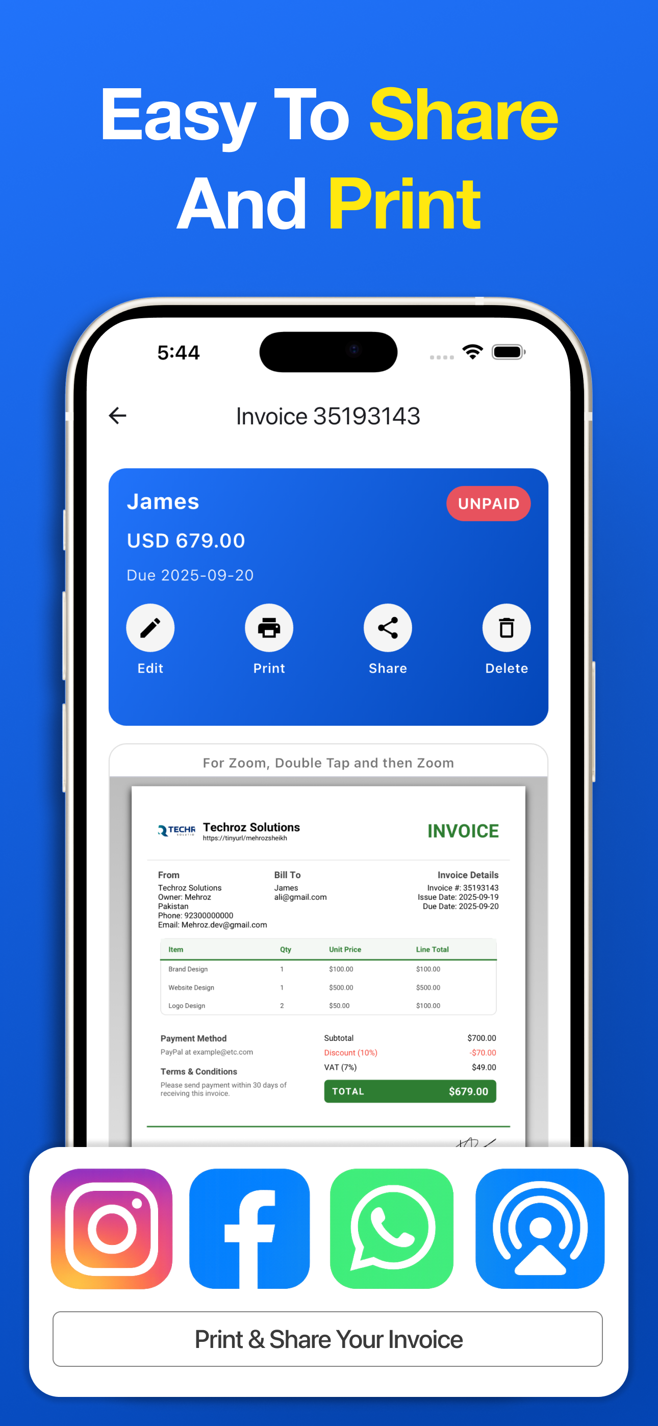 Invoice Maker & Receipt Maker.