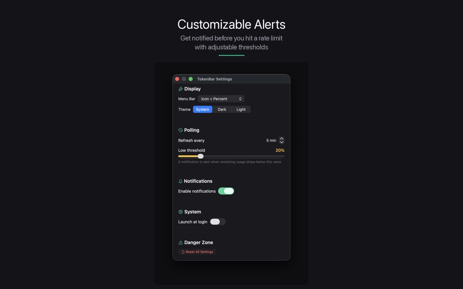 #4. TokenBar (macOS) Podle: Levani Kirkitadze